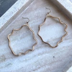 NEW Badgley Mischka Gold Rhinestone Pave Large Wavy Hoop Earrings New Years Eve